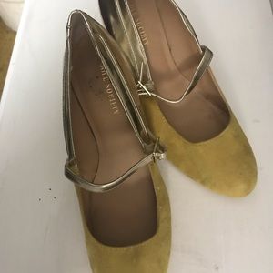 Sole Society Yellow Suede and Gold Heel
